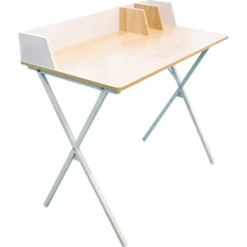 Psací stůl Psací stůl Brico bílý moderní s nástavcem, industriální, kompaktní Intesi 90x50 cm