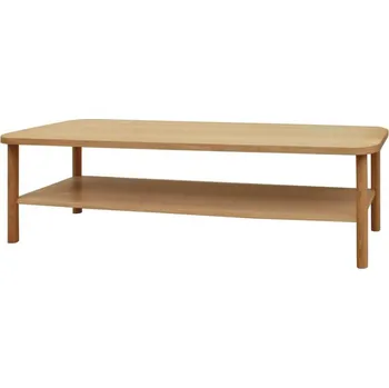 Konferenční stolek Obdélníkový konferenční stolek Banbury dřevěný s policí 150x50 cm skandinávský do obýváku