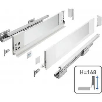 Nábytkové kování GTV Zásuvka Axis Pro GLASS l- 550mm bílá - vysoká H168