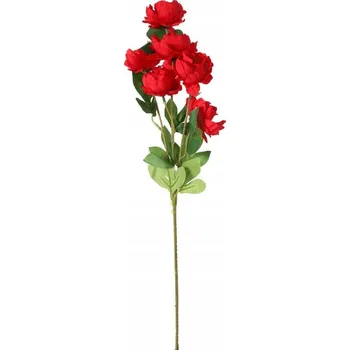 umělá květina Červená umělá větvička s 6 pivoňkami dekorace ozdoba jako živá 62 cm