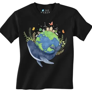 Chlapecké tričko Dětské tričko Den oceánů World Oceans Day (Velikost: 7-8, Barva: Černá)