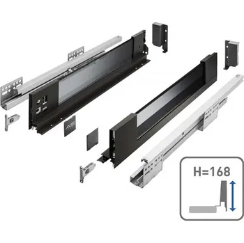 Nábytkové kování GTV Zásuvka Axis Pro GLASS l- 300mm černá - vysoká H168