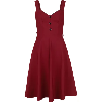 Dámské šaty Středně dlouhé šaty Rockabilly z Voodoo Vixen - Heart Nuckle Flare Dress - Ženy - červená