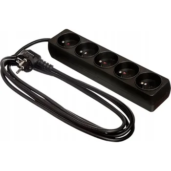 Napájecí kabel Prodlužovací Kabel přívod s lištou Elcan 1,5 m 5 ks zásuvek černý