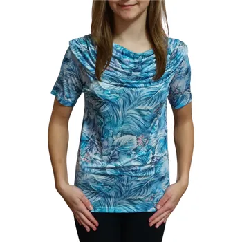 Dámská halenka Halenka Ina bledě modré lístky (střih voda) Velikost Ina: 38