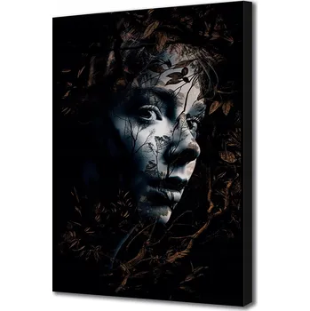 Obraz Obraz na plátně canvas Obličej Žena Boho Listy 20x30 cm