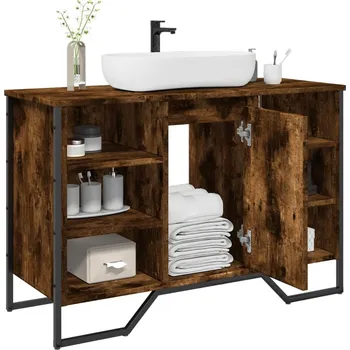 Koupelnový nábytek vidaXL Koupelnová skříňka pod umyvadlo 91x35x60 cm kompozit [848667] Barva: kouřový dub