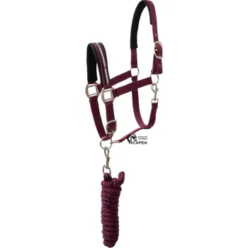 Ohlávka a vodítko Horze -ETERNAL GAZE- - Vínová (do fialova) - Pony