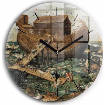 Hodiny Skleněné hodiny Sklo Tiché Bezhlučné Nástěnné Noemova archa Zvířata fi 60