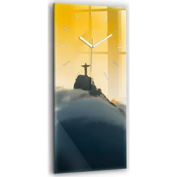 Hodiny Skleněné hodiny s potiskem Ozdobné nástěnné hodiny Ježíš Rio De Janeiro