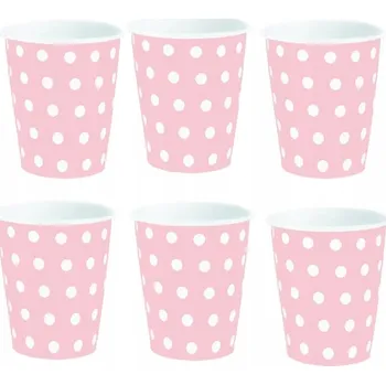 Id_202 PP HRNEK HRNÍČKY RŮŽOVÉ RŮŽOVÁ S PUNTÍKY SADA 6 kusů KELÍMKY DORT
