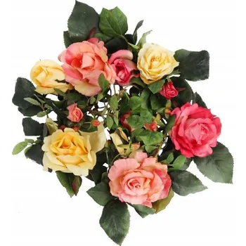 umělá květina Umělá Květinová Vazba Věnec Růžovo-Žluté Růže Jarní Dekorace 30 cm