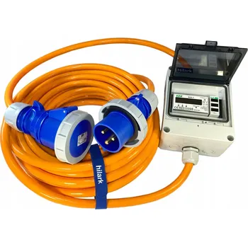 Napájecí kabel Prodlužovací Kabel silový s měřičem spotřeby a voltmetrem pro karavan PUR H07BQ-F 5x4 5m