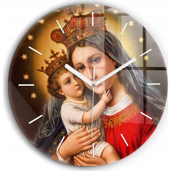 Hodiny Skleněné hodiny Sklo Nástěnné Tiché ručičky Kuchyně Královna Marie a Ježíš
