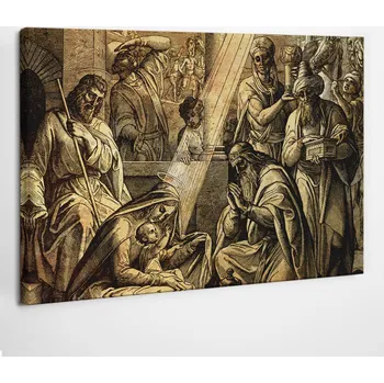 Obraz Náboženský Obraz na plátně Ježíš, Matka Boží a tři mudrci 60x40 cm