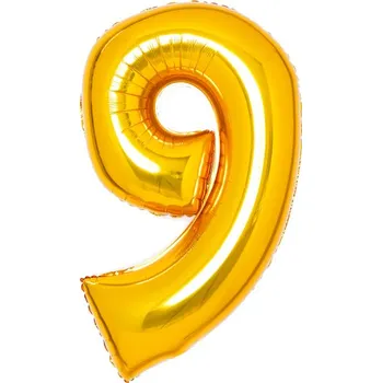 Balónek fóliový narozeniny číslo 9 zlatý 66 cm Amscan 9913214