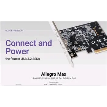 Síťová karta Sonnet Allegro MAX USB-C PCIe karta 20GBps pro Apple MacPro USB3C-1M20G-E