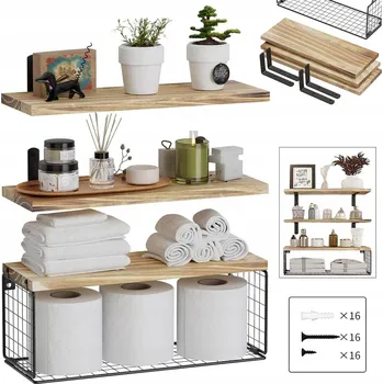 police Dřevěná police Feixin 42 x 7 cm, odstíny hnědé