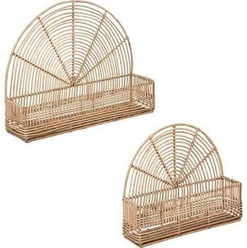 police Sada 2 nástěnných polic Wonder Atmosphera ratanové boho do kuchyně a obývacího pokoje závěsné