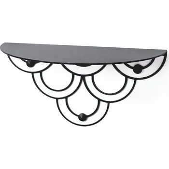 police Moderní černá nástěnná police Husk POLYHEDRA kovová na knihy do obýváku 28 cm