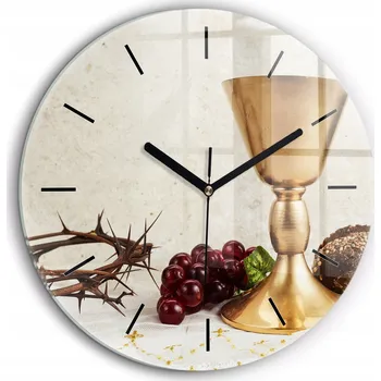 Hodiny Velké Skleněné Nástěnné Hodiny s Motivy Křesťanství