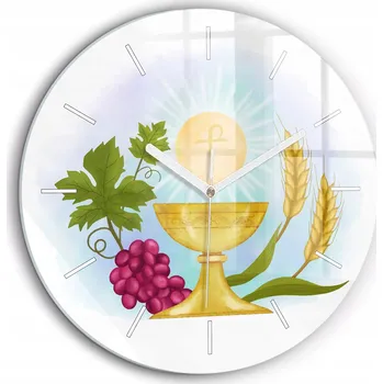 Hodiny Skleněné hodiny s motivem Tiché Klasické Nástěnné První Svaté Přijímání Památka