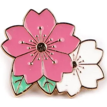Brož Brož / odznak květ, čtyřlístek - 1 růžová květy