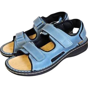 Pánské sandále 1617 - 003 pánské kožené zdravotní sandály s vyndavací stélkou a s podporou klenby nožní; barva modrá 44
