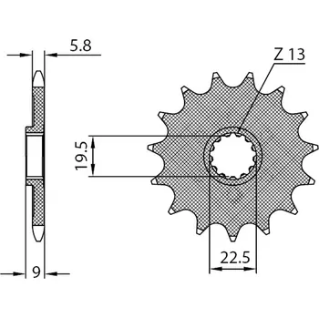 Řetězová sada pro motocykl řetězové kolečko pro sekundární řetězy typu 520, SUNSTAR (14 zubů) SUZUKI RM-Z 250 2013-2018