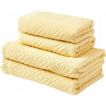 Ručník Sada ručníků WESTWING 4 kusy žluté bavlněné 50x100 70x140 cm