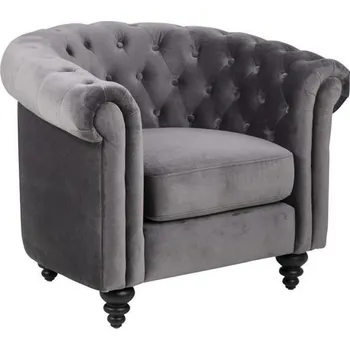 Křeslo Křeslo ušák Charlietown VIC samet šedý prošívaný do obýváku moderní glamour Actona