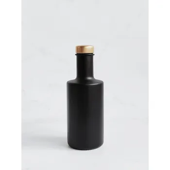 Nádoba na olej a ocet Láhev na olej, ocet, sirup černá matná VILO 200 ml se zlatým uzávěrem