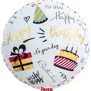 Balónek Fóliový balónek Ibrex Happy Birthday 35 cm
