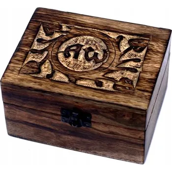 Dárková krabička Krabička Ancient Wisdom pro uložení 12 lahviček oleje po 10 ml, dřevěná krabička s květinovým motivem, 11,5 x 14,5 x 8 cm