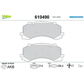 Brzdová destička Sada brzdových destiček, kotoučová brzda VALEO 610490