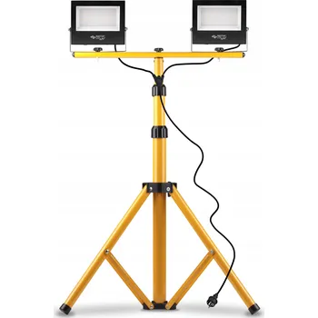 Stojací lampa SET HALOGENŮ reflektor 2x50W 4500K LED LAMPA STAVEBNÍ stativ s vidlicí černá