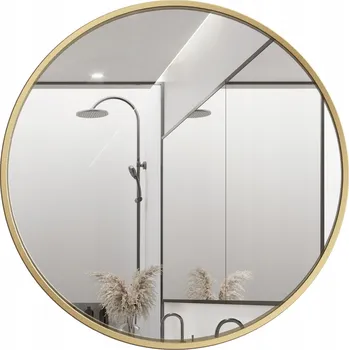 Zrcadlo Kulaté Zrcadlo 80 cm do koupelny LED ZLATÝ RÁM Hliníkový S PODSVÍCENÍM
