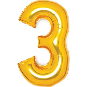 Balónek Balónek fóliový narozeniny číslo 3 zlatý 66 cm Amscan 9913208