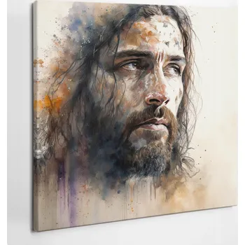 Obraz Obraz Canvas na Plátně jako Dárek Akvarel Portrét Ježíše 50x50 cm