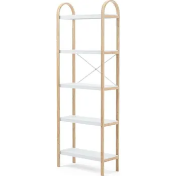 Knihovna Knihovna Bellwood bílá přírodní skandinávská s 5 policemi do obýváku Umbra 170 cm