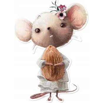 Samolepící dekorace Samolepka na stěnu Wall Snuggles Myš s mandlí 29x40 cm