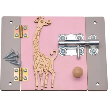 Obraz ŠEDO-RŮŽOVÉ DVEŘE SE ZÁSUVKOU, PRVKY NA MANIPULAČNÍ TABULI + DEKORACE