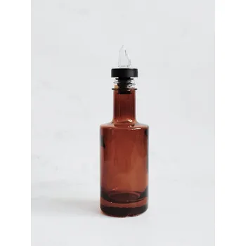 Nádoba na olej a ocet Láhev na olej, ocet, sirup hnědá VILO 200 ml s čirou nálevkou