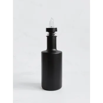 Nádoba na olej a ocet Láhev na olej, ocet, sirup černá matná VILO 200 ml s čirou nálevkou