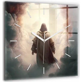 Hodiny Dekorativní nástěnné hodiny s tichým chodem Ježíš Kristus v nebi