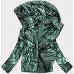 Zelená lesklá dámská bunda s kapucí (B9575) odstíny zelené 52