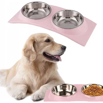 Miska pro psa Sada dvou kovových misek Przyjaciele, barevné, 0,4 l