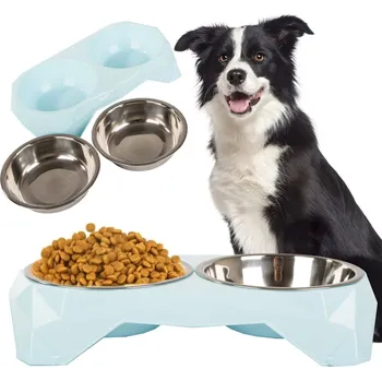 Miska pro psa Verk 19402 Dvojitá miska pro psa nerez color