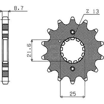 Řetězová sada pro motocykl řetězové kolečko pro sekundární řetězy typu 530, SUNSTAR (15 zubů) KAWASAKI GPZ 305 B Belt Drive 1984-1989