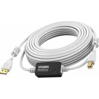 Datový kabel Vision Techconnect - Kabel USB - USB (M) do USB typ B (M) - USB 2.0 - 15 m - aktivní inline booster - bílá